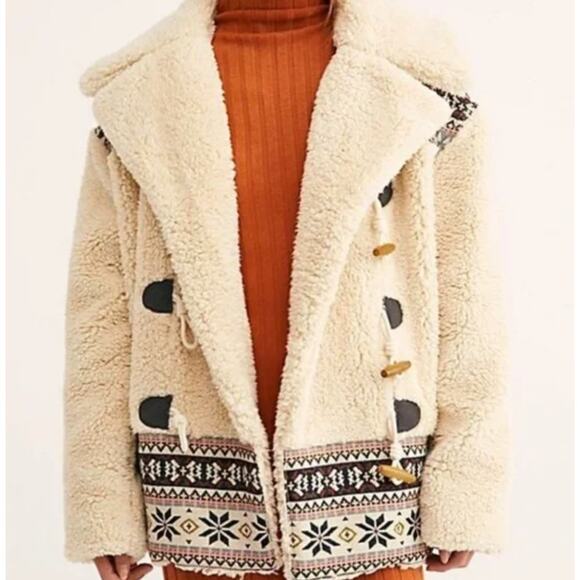 Free People Oh My Teddy Nordic Sherpa Fleece Coat Fits a medium - Picture 9 of 9